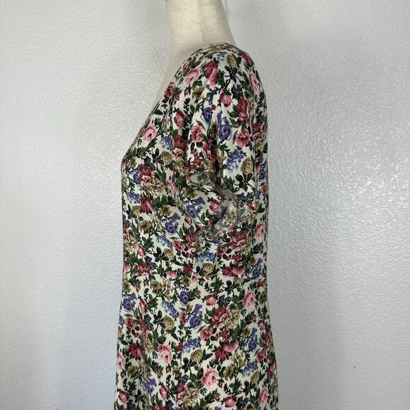 Vintage 90s Y2K All That Jazz Dress Midi Size 9/10 Floral Cottagecore Peasant - Picture 7 of 13